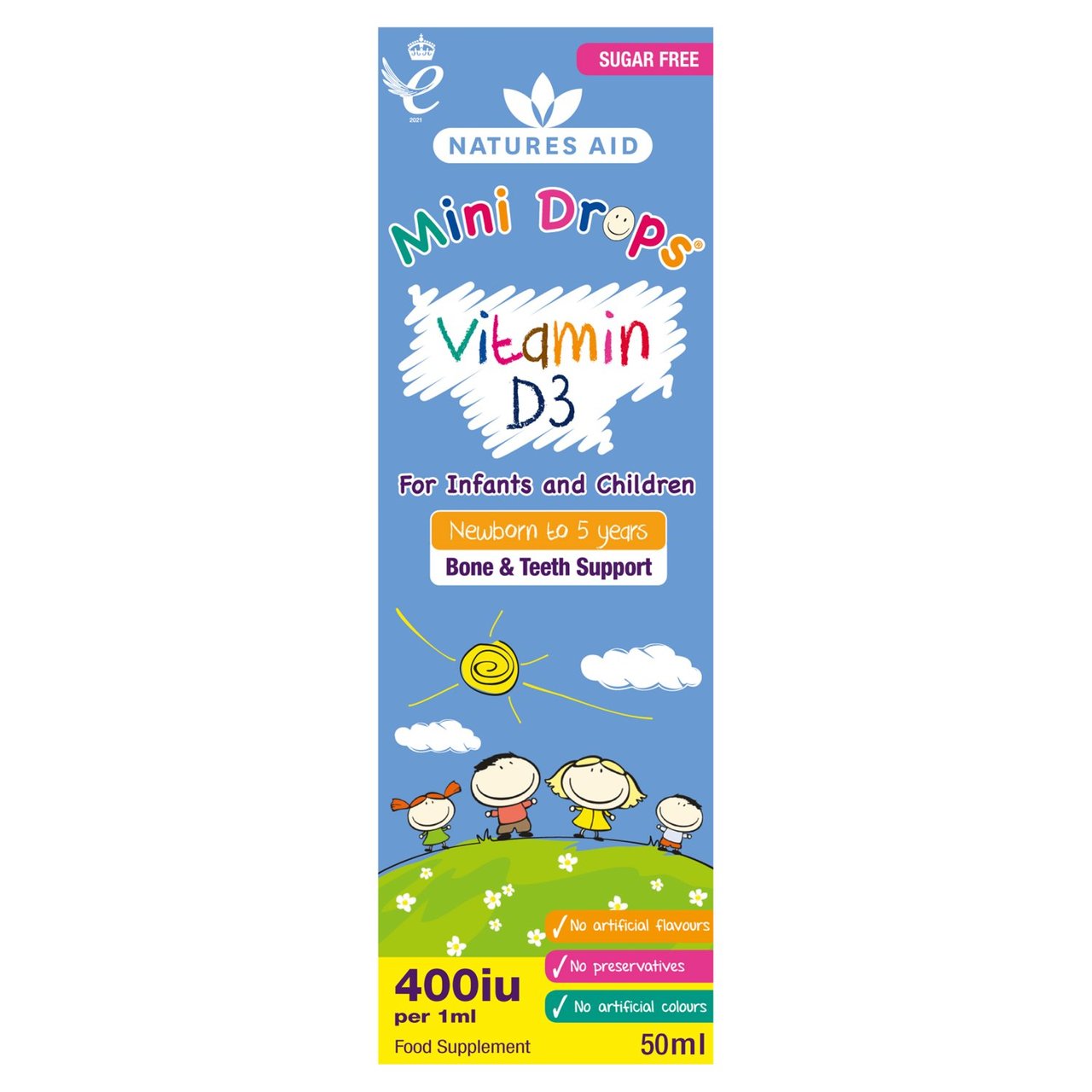 Natures Aid Infant's & Kid's Vitamin D3 Supplement Mini Drops Newborn-5yrs 