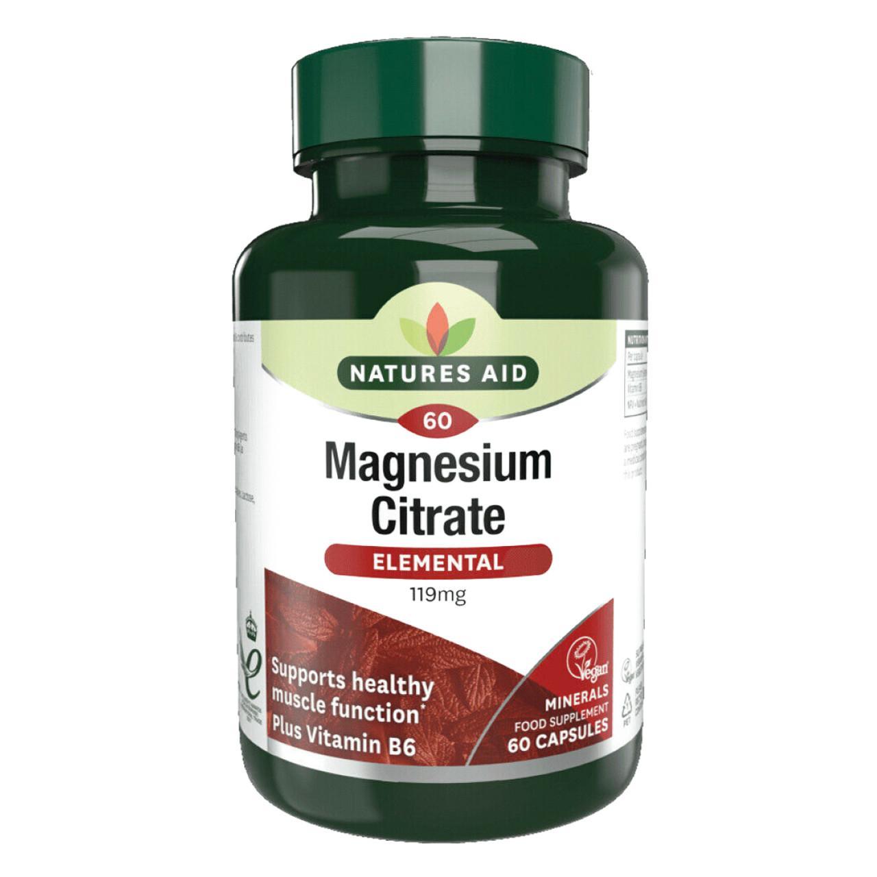 Natures Aid Magnesium Citrate Supplement Capsules 119mg