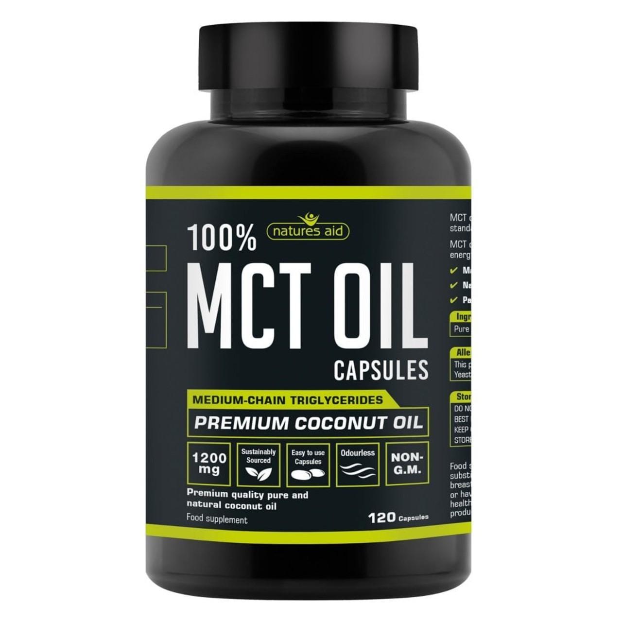 Natures Aid 100% MCT Oil Premium Coconut Oil Supplement Capsules  120 per pack