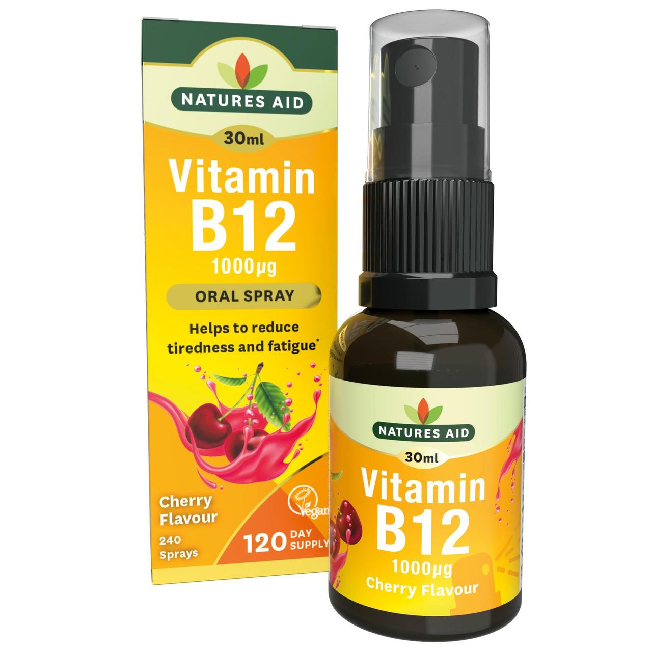 Natures Aid Vitamin B12 1000iu Oral Spray (Cherry Flavour)