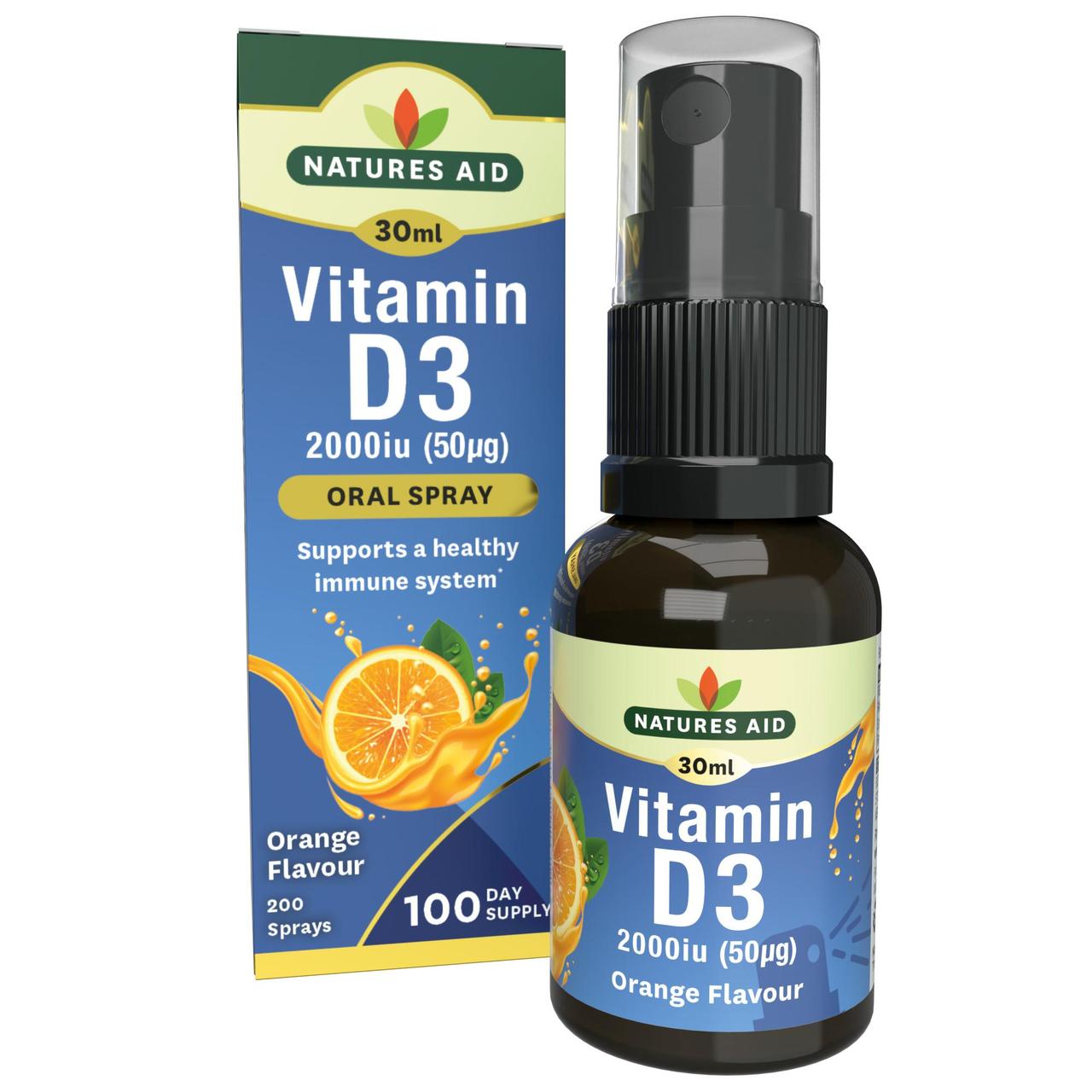 Natures Aid Vitamin D3 2000iu Oral Spray (Orange Flavour)