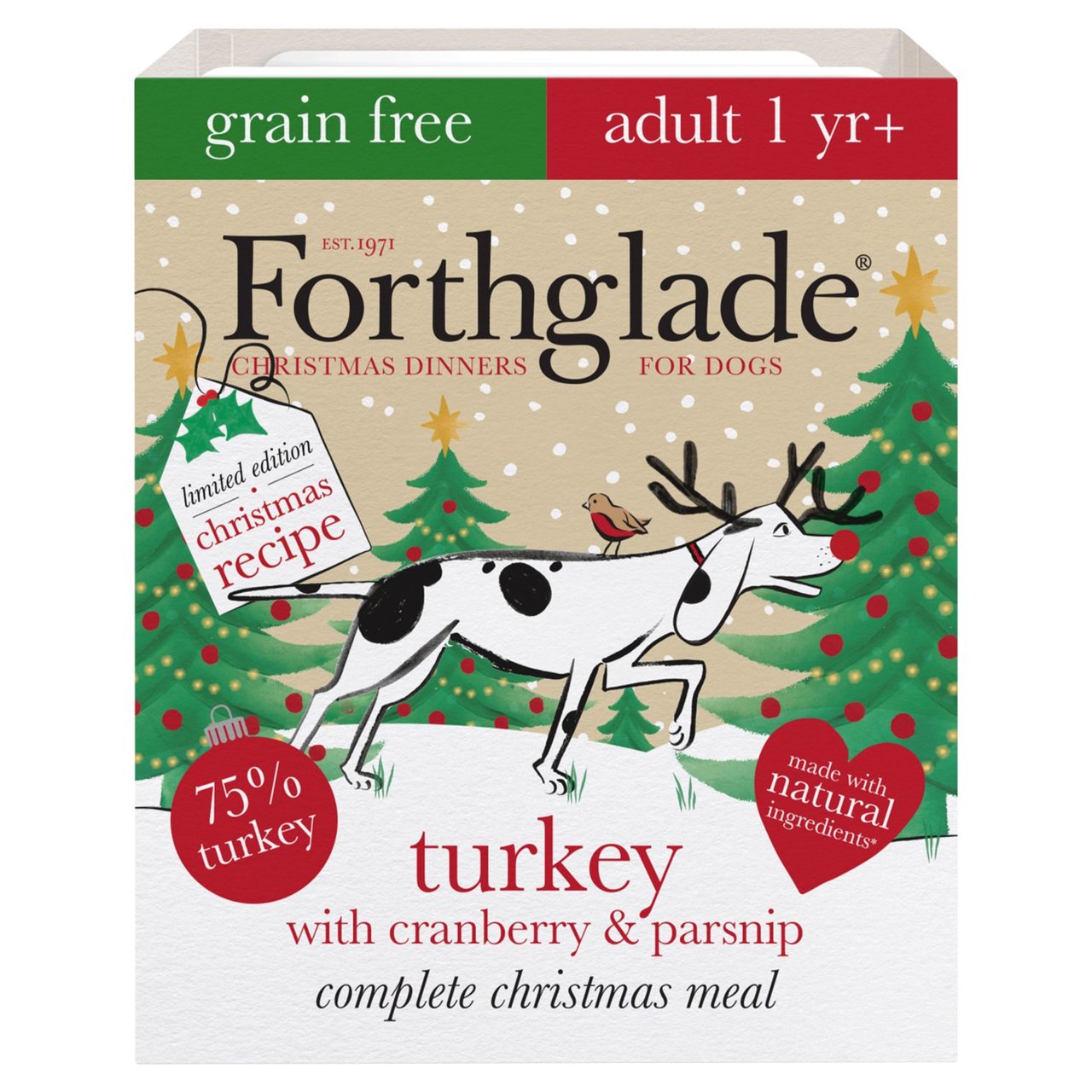 Forthglade Complete Adult Turkey, Cranberry & Parsnip Grain Free Christmas