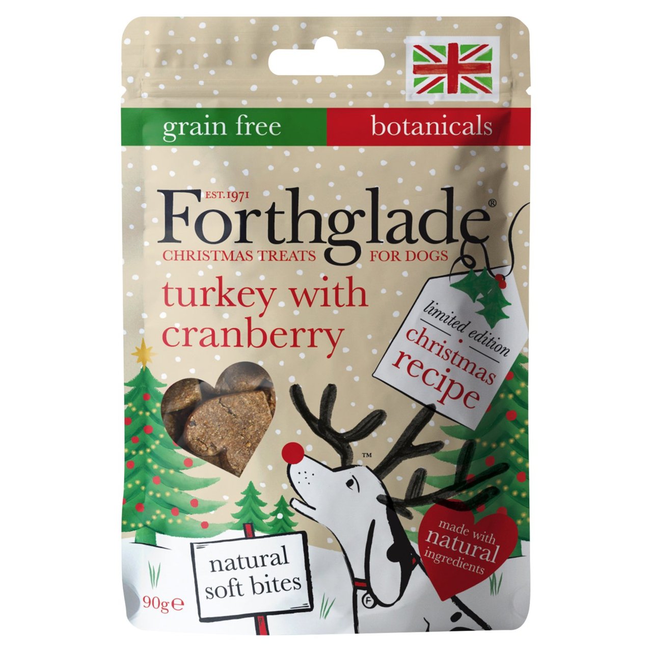 Forthglade Christmas Treats For Dogs Turkey with Cranberry, Limited Edition 90g