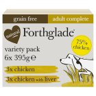 Forthglade Grain Free Chicken And Chicken Liver Dog Food Trays Variety Pack 6 x 395g