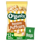 Organix Banana Puffcorn Organic Finger Food Toddler Snack Multipack