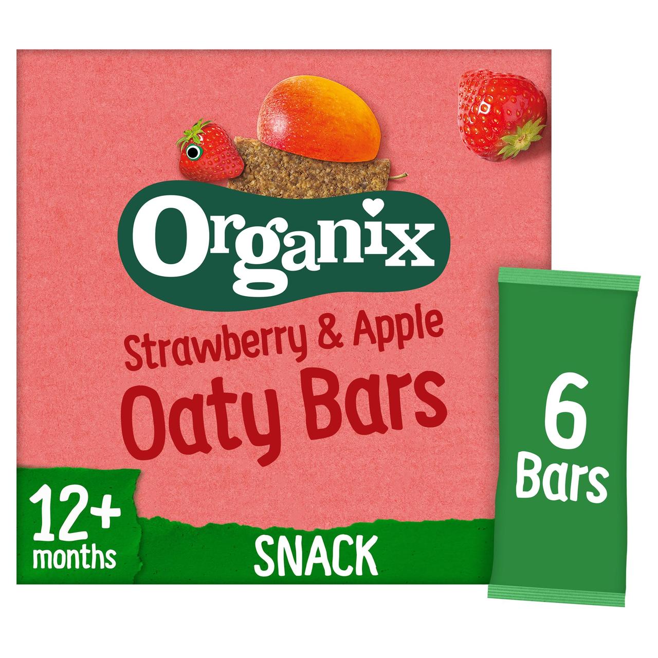 Organix Strawberry & Apple Organic Soft Oaty Bars, 12 mths+ Multipack