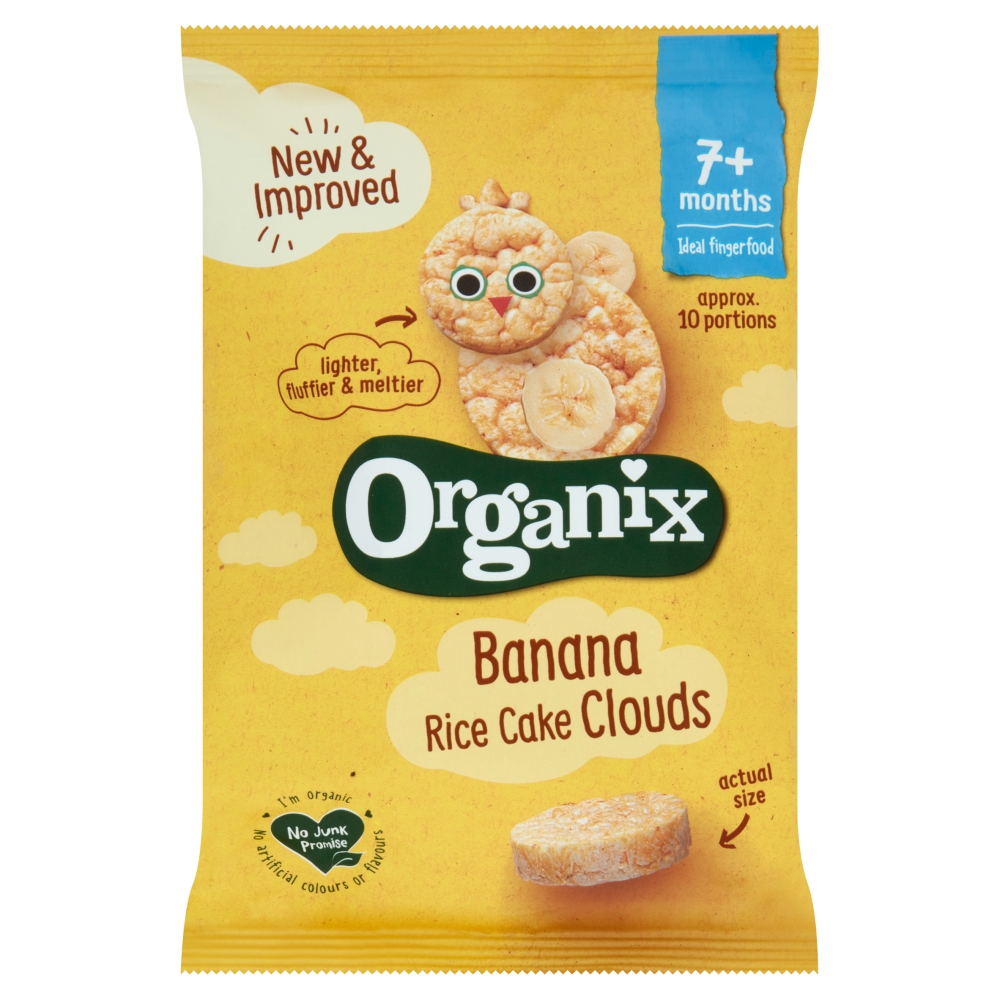 Organix Banana Rice Cake Clouds Organic Baby Snacks 7 months+ 40g