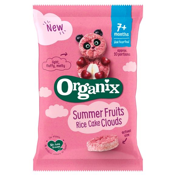 Organix Summer Fruits Rice Cake Clouds Organic Baby Snacks 7 months+ 40g