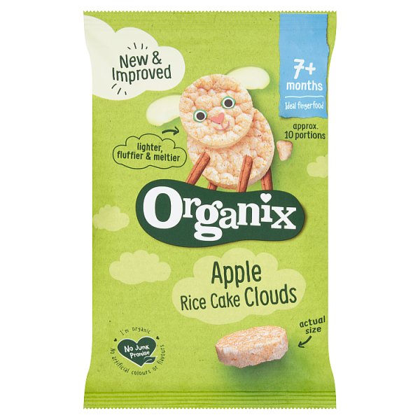 Organix Apple Rice Cake Clouds Organic Baby Snacks 7 months+ 40g