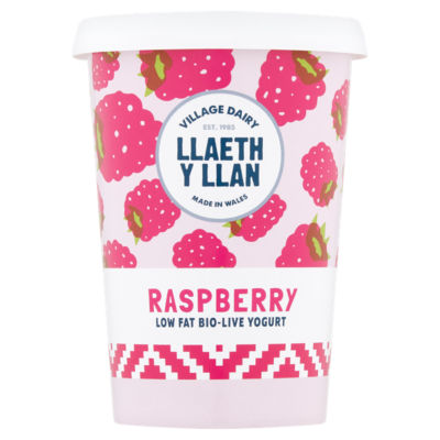 Village Dairy Llaeth Y Llan Raspberry Low Fat Bio-live Yogurt 450g