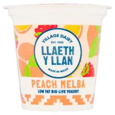 Village Dairy Llaeth y Llan Peach Melba Low Fat Bio Live Yogurt