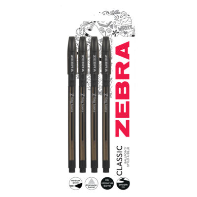 Zebra Z-Grip Black Basics Smooth Ballpoint Pens