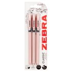 Zebra Z-Grip Rose Gold Black ink Stick Pens 3pk