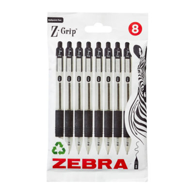 Zebra Z-Grip Black Ballpoint Pens 8pk