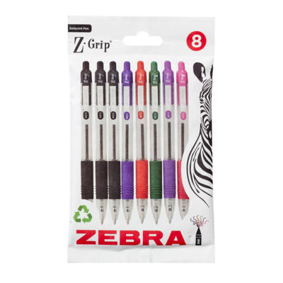 Zebra Z-Grip Assorted Colours Ballpoint Pens 6pk