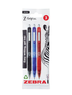 Zebra Z-Grip Assorted Colours Gel Pens 3pk