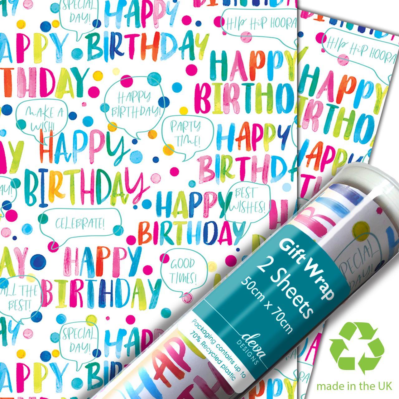 Happy Birthday Gift Wrap Sheets