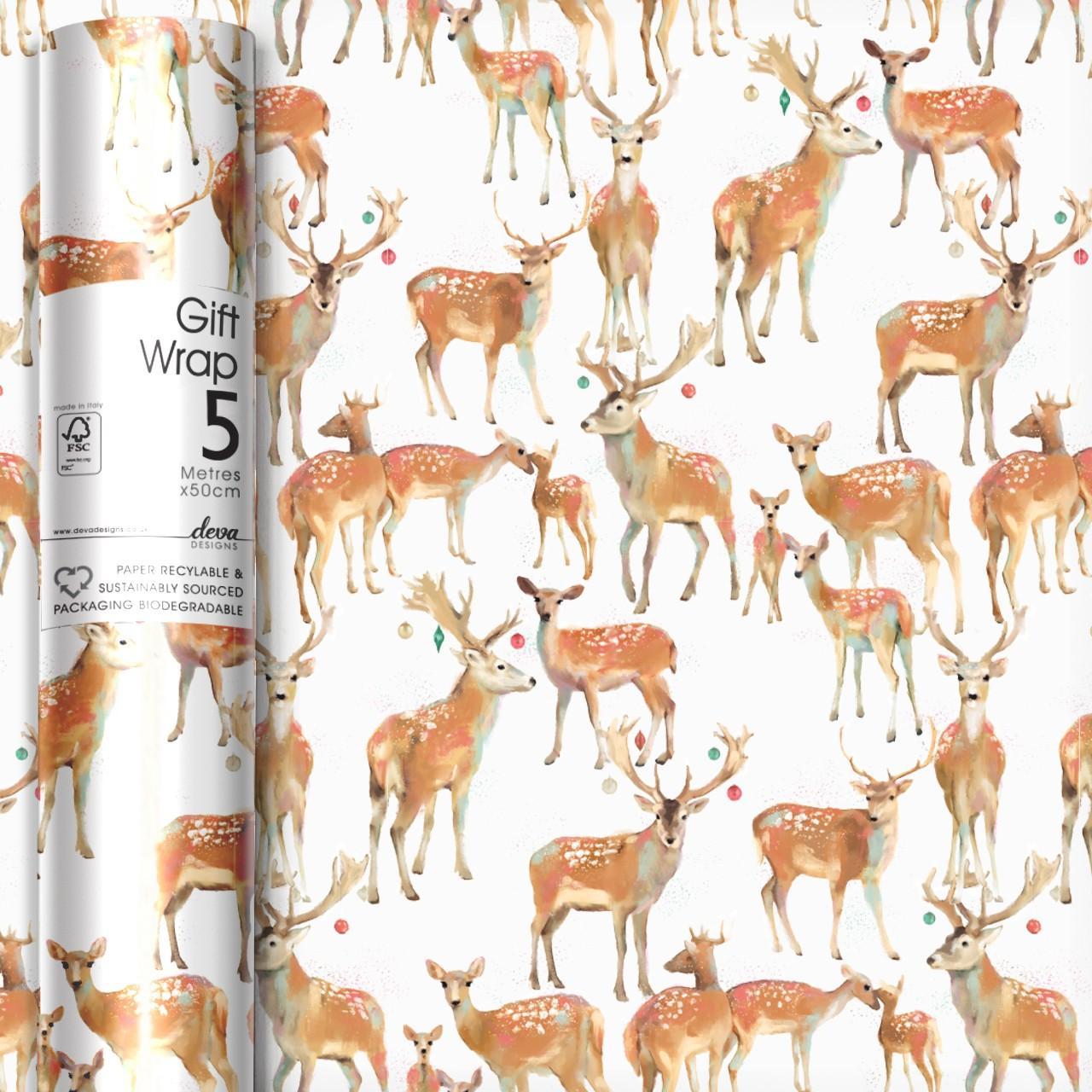 Reindeer Family Christmas Gift Wrap Roll