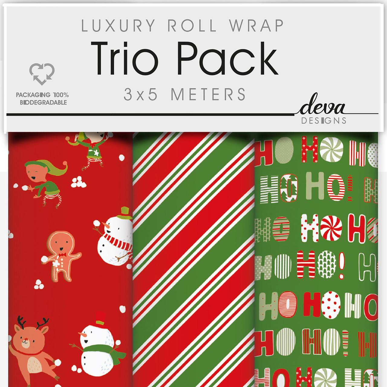 Luxury Red & Green Christmas Gift Wrap Rolls