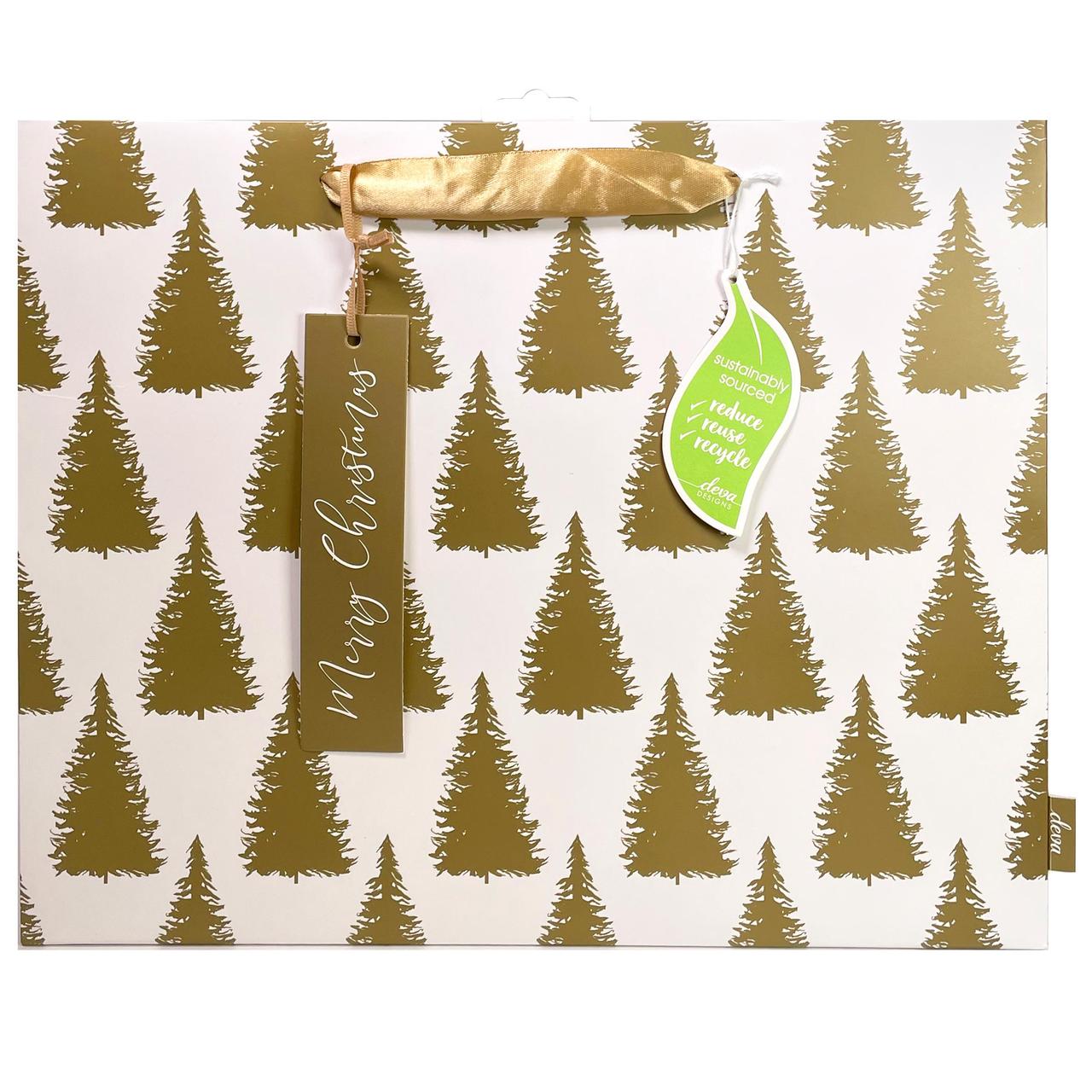 Gold Trees Large Christmas Gift Bag 