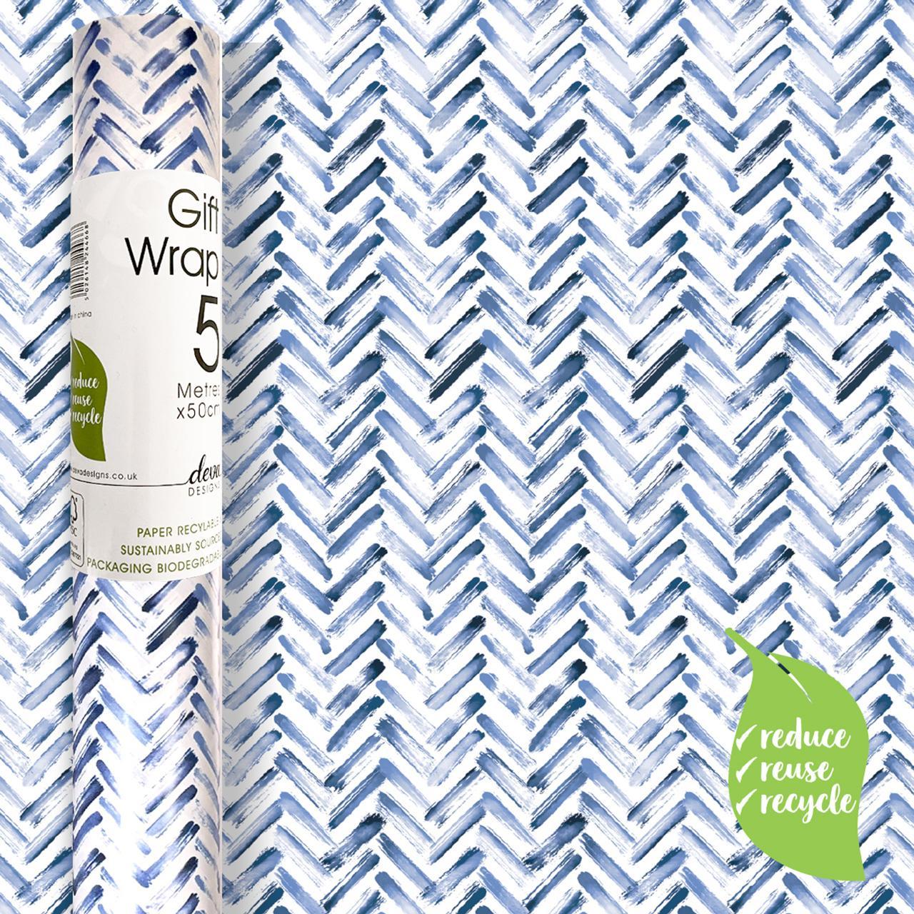 Blue Chevron Gift Wrap Roll