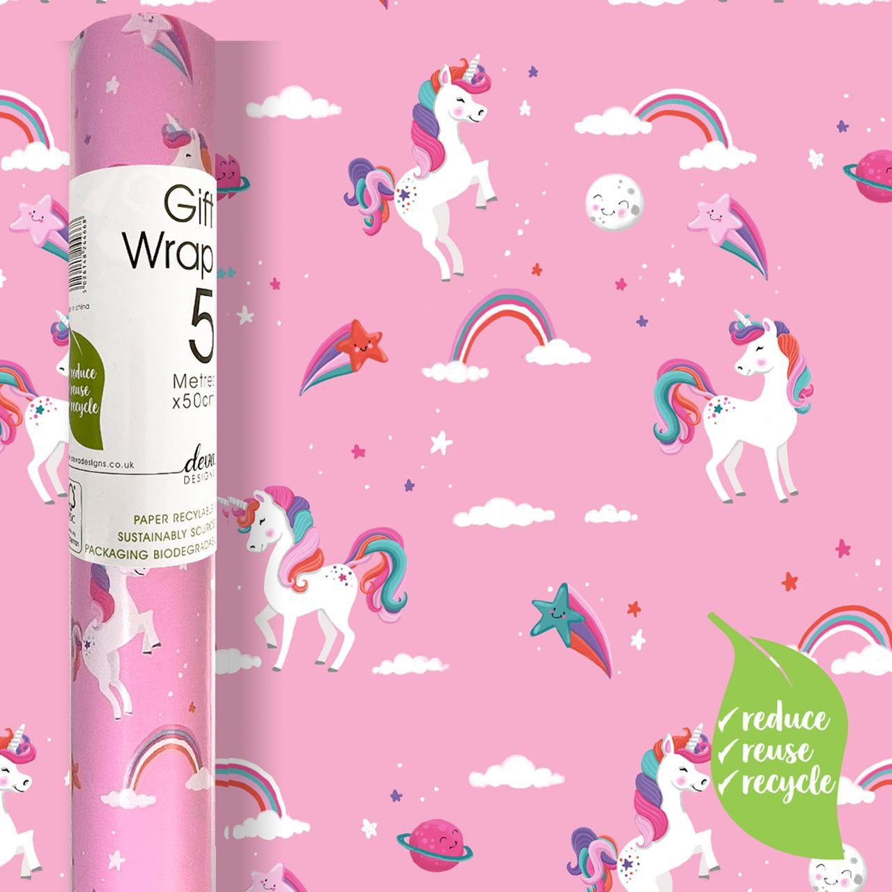 Pink Unicorn Gift Wrap Roll