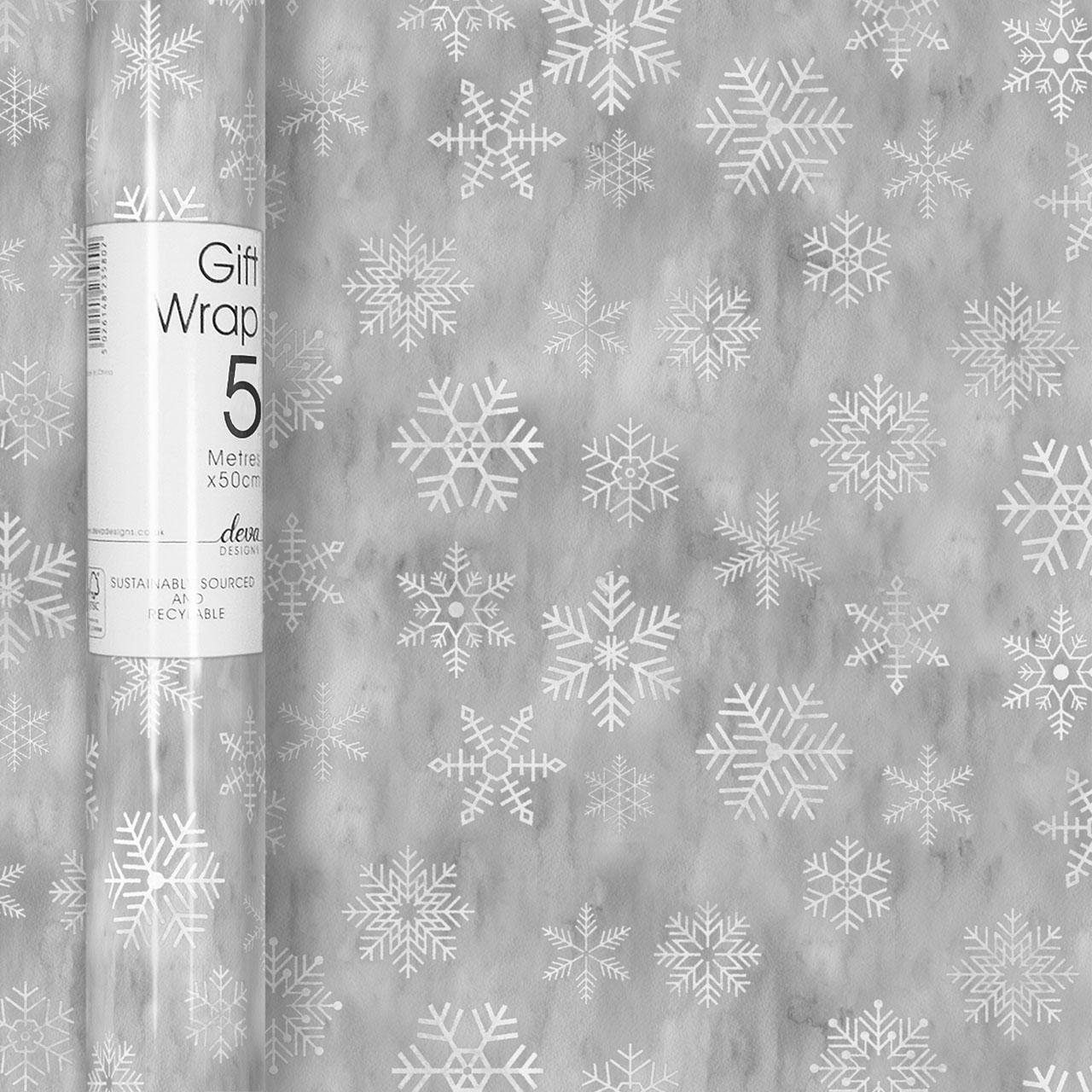 Christmas Snowflakes Silver Rollwrap