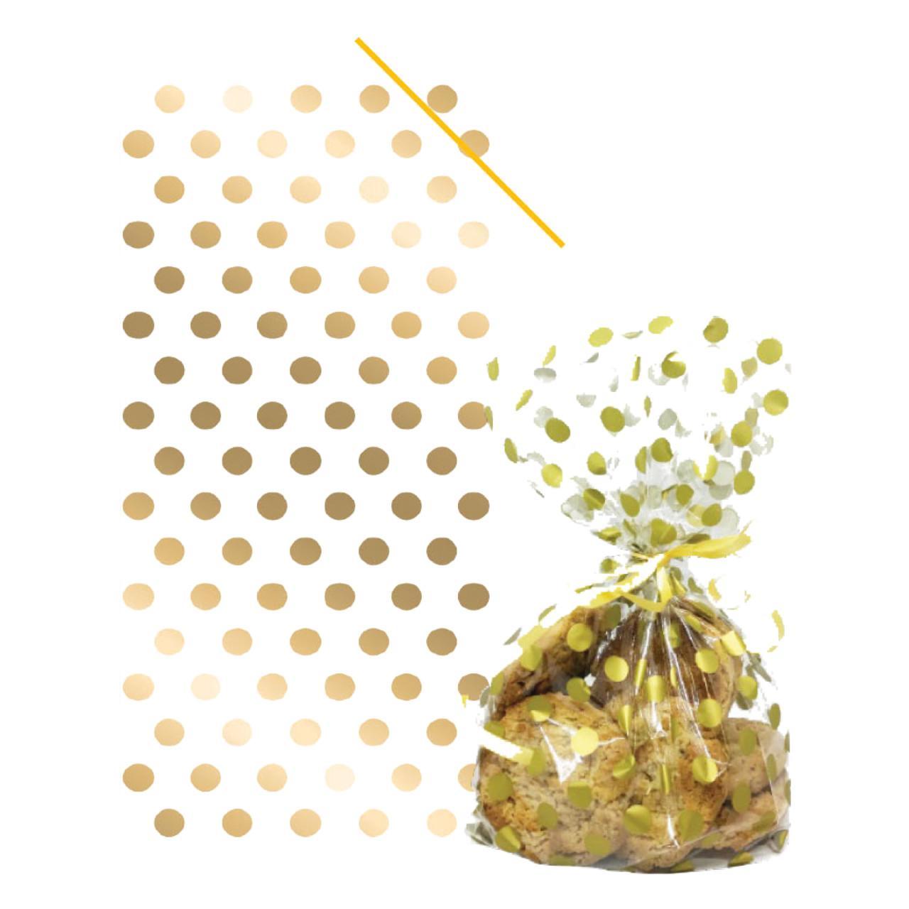 Anniversary House Gold Polka Dot Cello Bags With Twist Ties