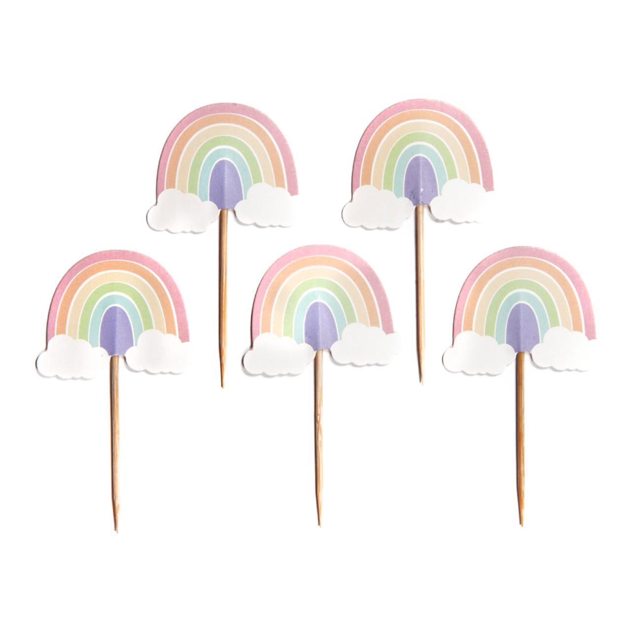 Pastel Rainbow Cupcake Toppers