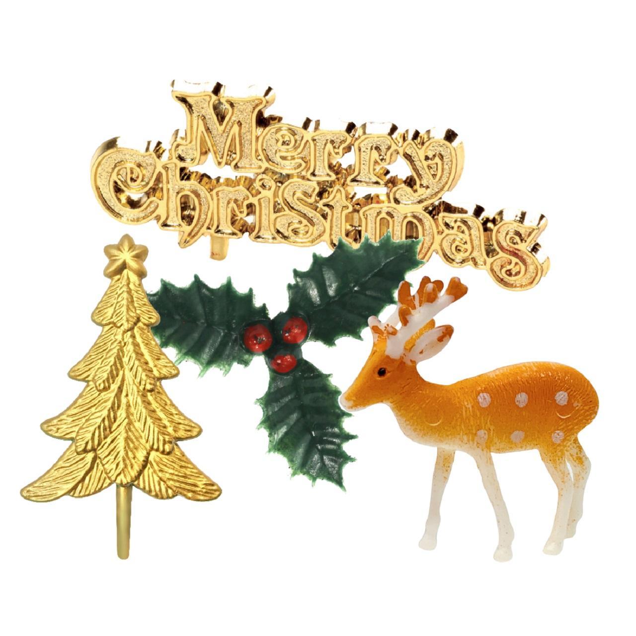 Reindeer, Tree & Holly Cake Toppers