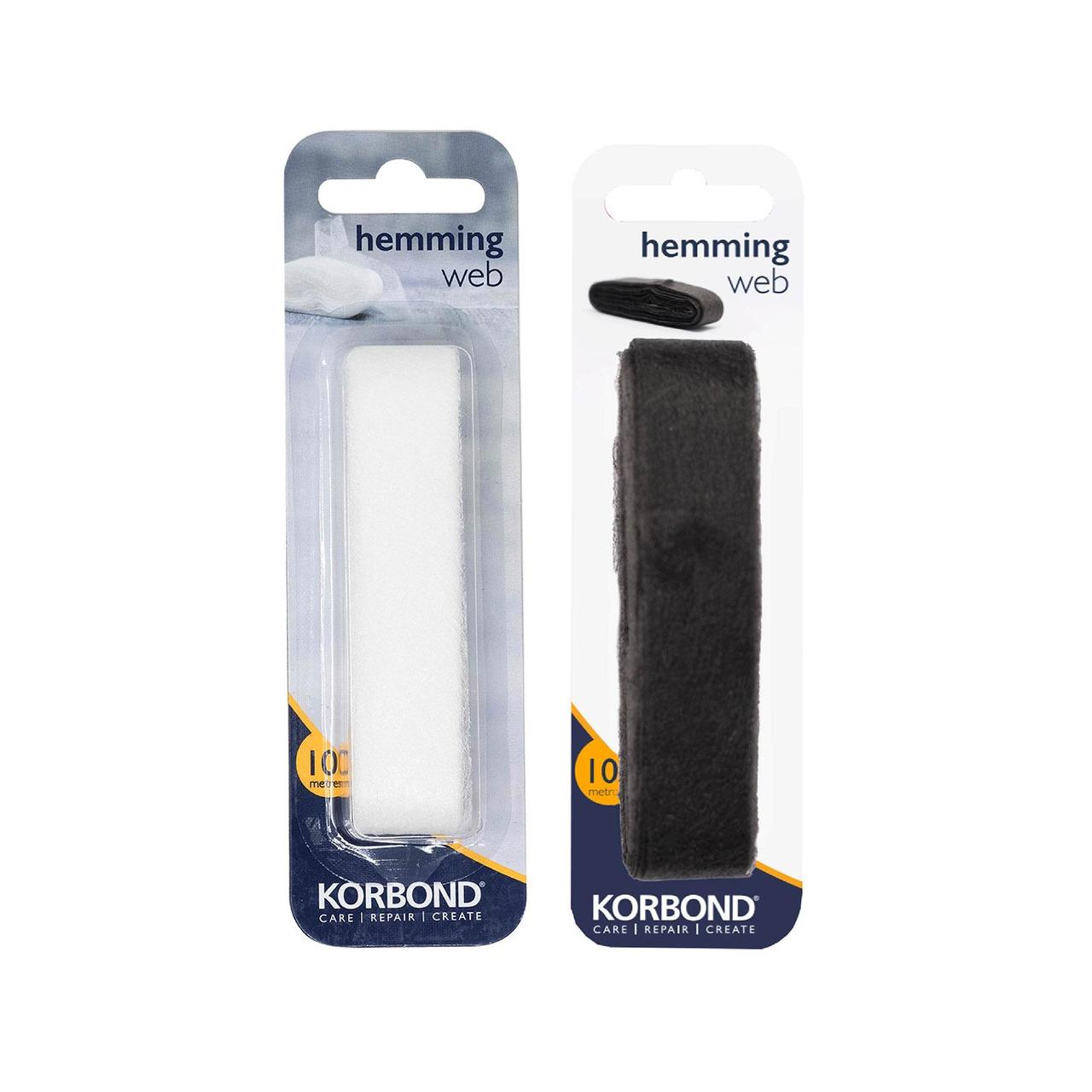 Korbond Twin Pack Hemming Web Black & White, 10m