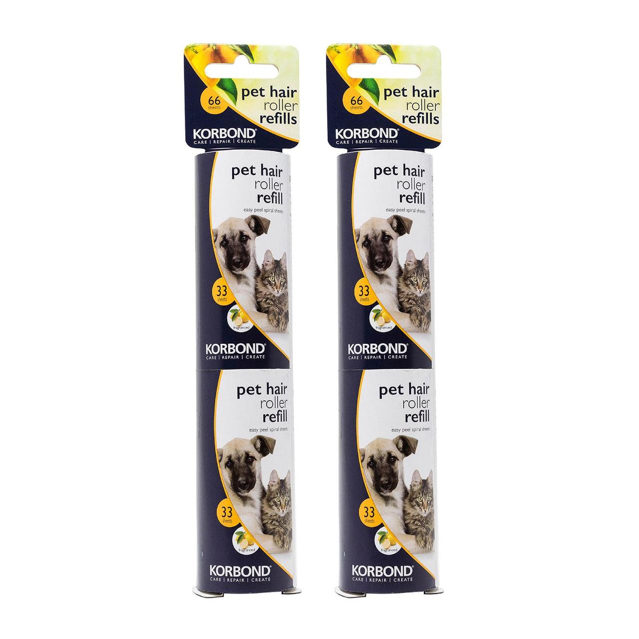 Korbond Pet Hair Roller Refill Twin Pack - 132 sheets