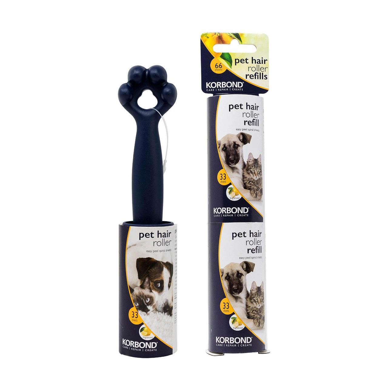 Korbond Pet Hair Lint Roller & Refill Set - 99 Sheets