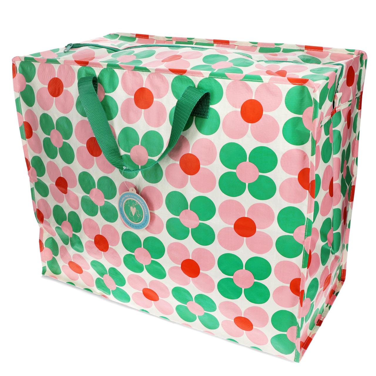 Pink & Green Flowers Jumbo Storage Bag