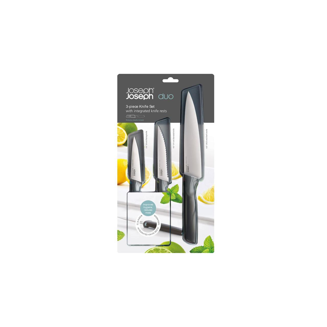 Joseph Joseph Duo 3pc Knife Set (Opal)