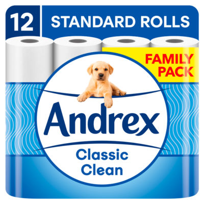 Andrex Classic Clean Toilet Tissue, 12 Rolls