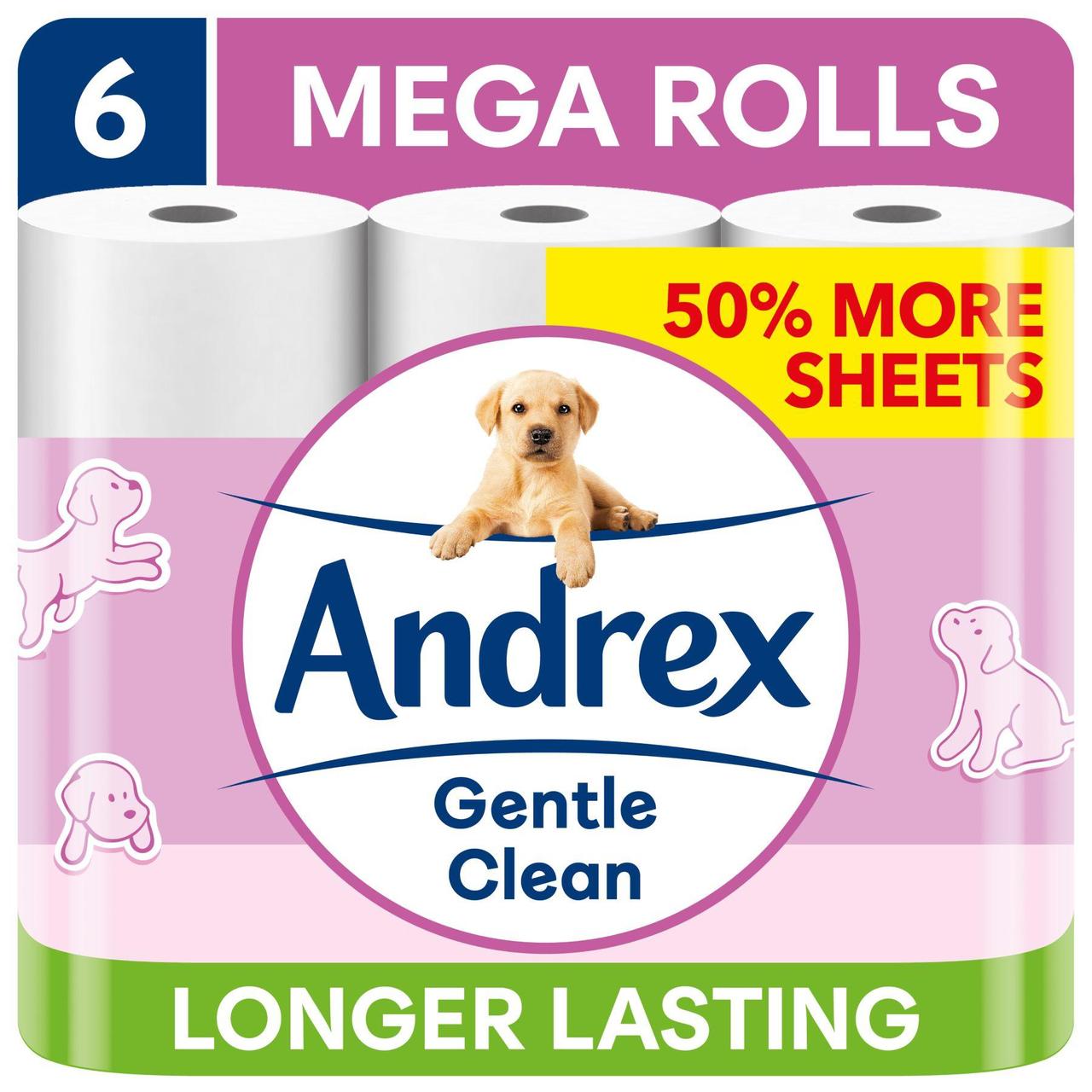 Andrex Mega Gentle Clean Toilet Tissue 6 per pack