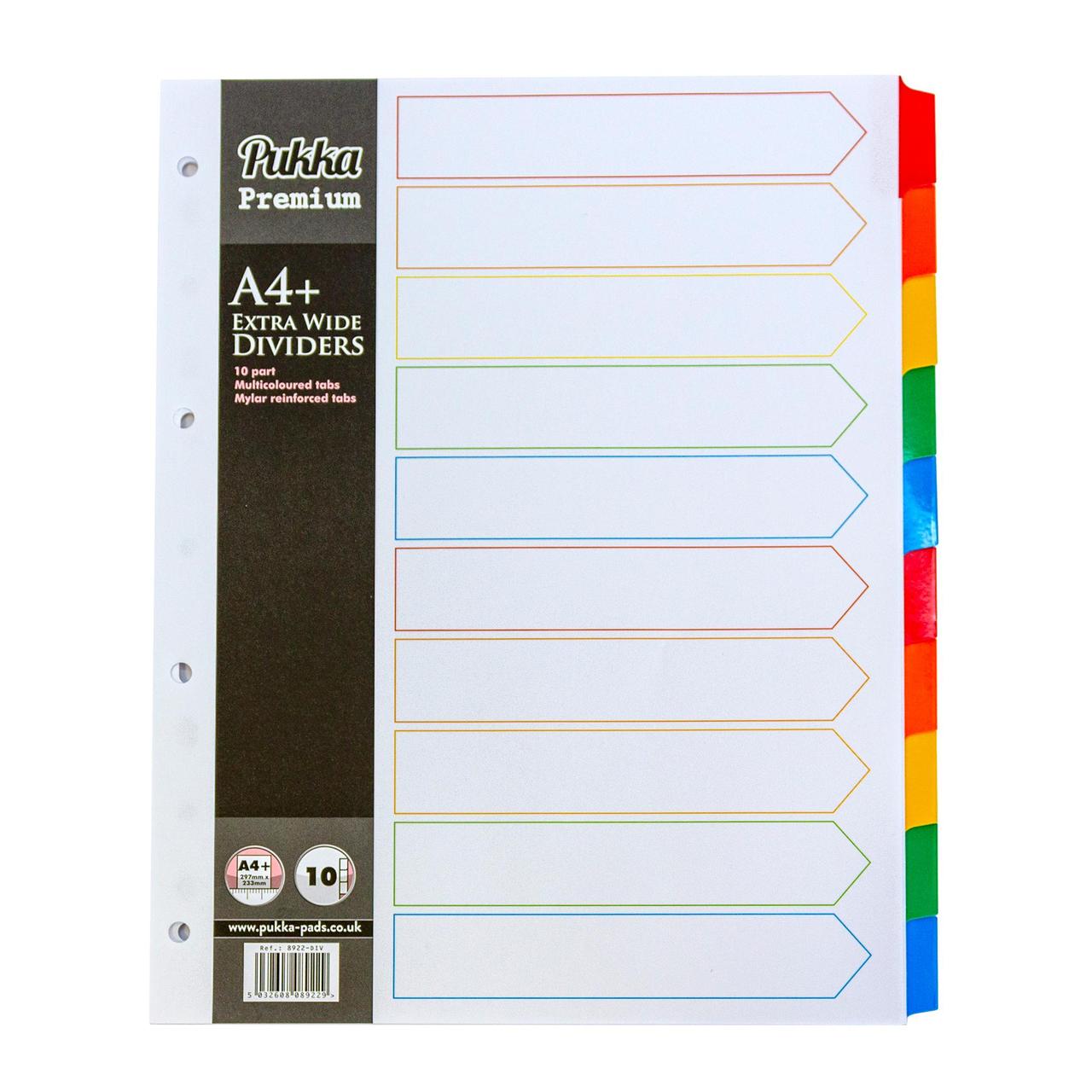 Pukka Pad Premium Dividers - A4 Multi 10pt Mylar Index