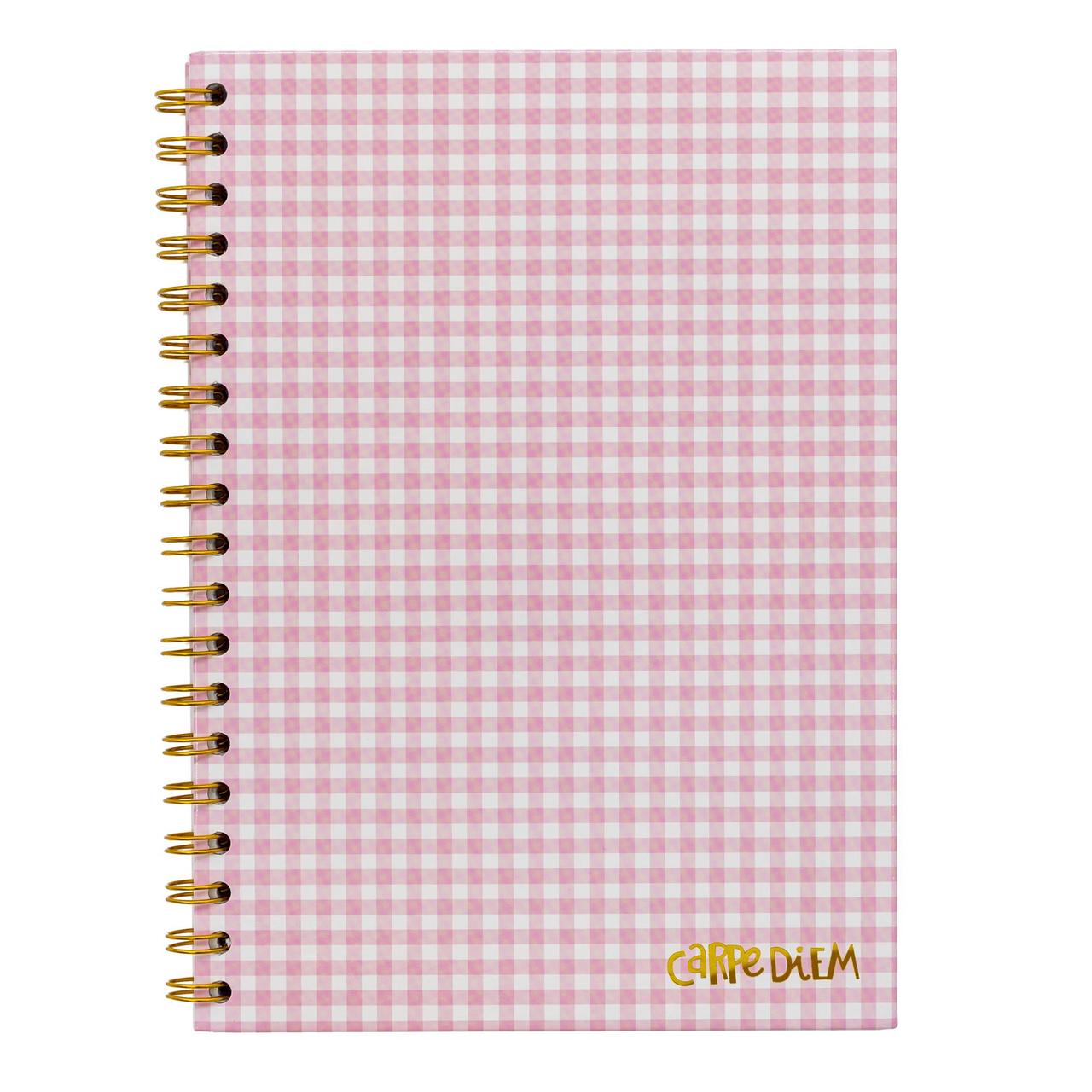 Pukka Pad - Carpe Diem B5 Spiral Hardcover Notebook Pink Check