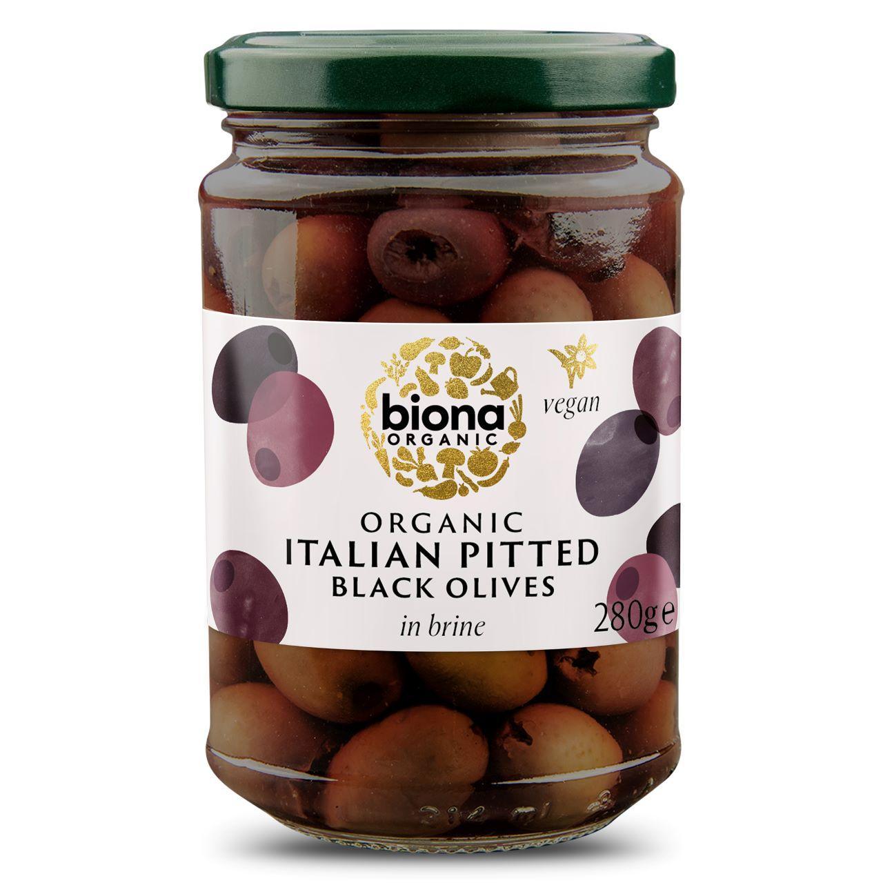 Biona Organic Pitted Black Olives in Brine