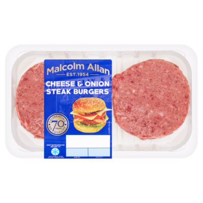 Malcolm Allan Cheese & Onion Steak Burgers 360g