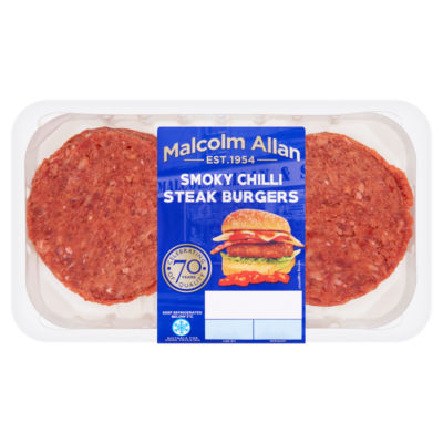 Malcolm Allan Smoky Chilli Steak Burgers 360g