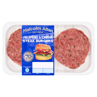 Malcolm Allan Jalapeno & Cheese Steak Burgers 360g