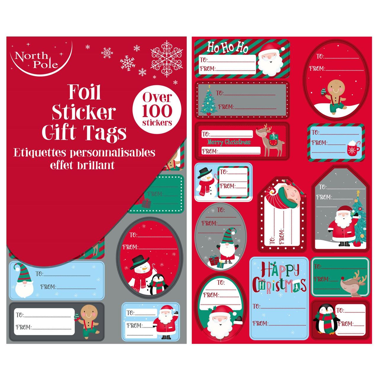 Cute Christmas Foil Sticker Tags