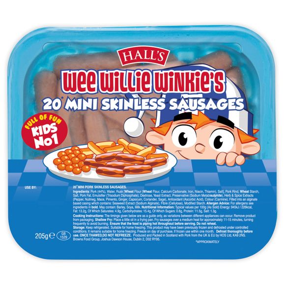 Hall's Wee Willie Winkie's Mini Skinless Pork Sausages x20 205g