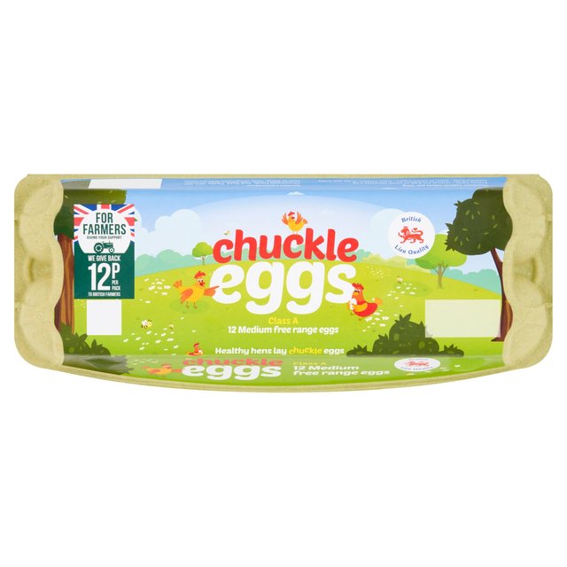 Chuckle Medium Free Range Eggs For Farmers 12 per pack