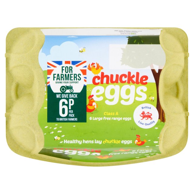 Chuckle Large Free Range Eggs For Farmers 6 per pack