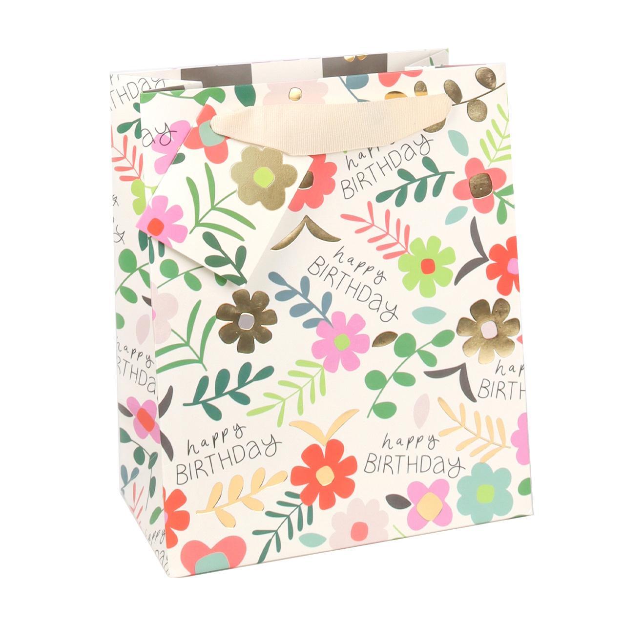 Happy Birthday Floral Medium Gift Bag