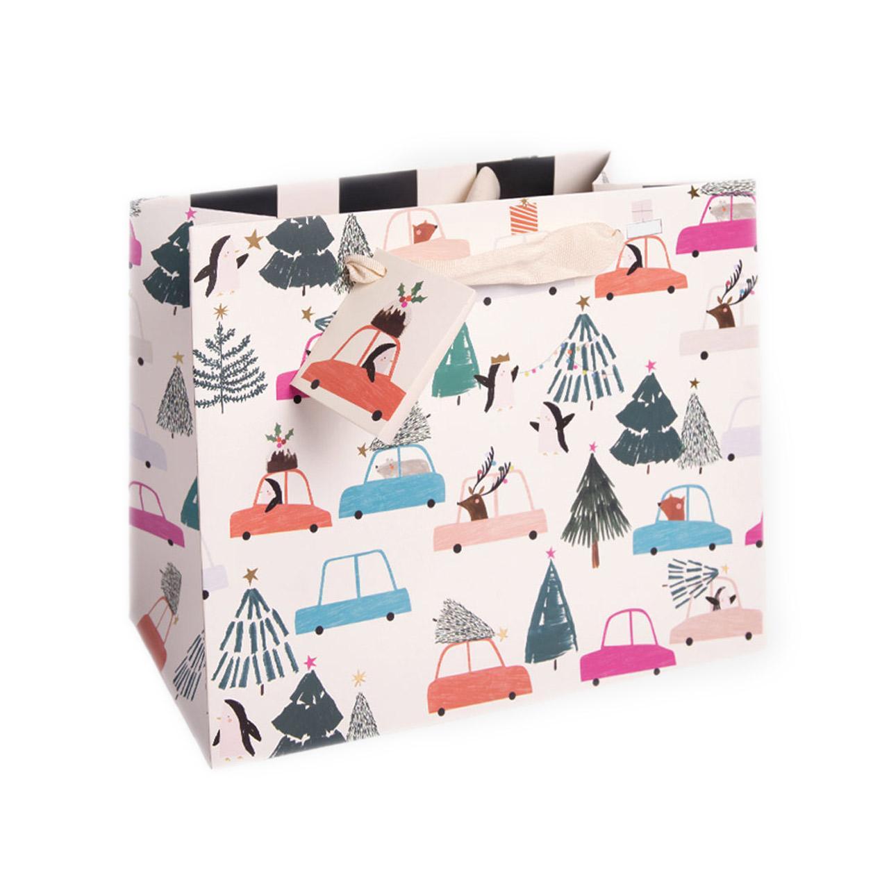 Caroline Gardner Cars Medium Christmas Gift Bag