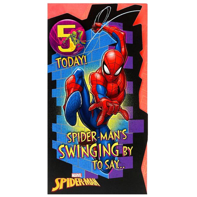 Spider Man Age 5 Birthday Card 